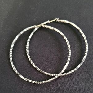 David Yurman Sterlin Silver 2" Cable Hoop Earrings